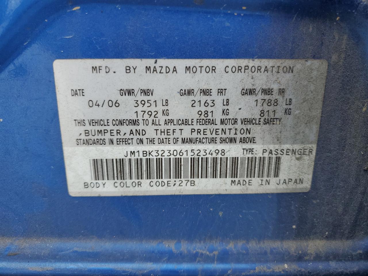 2006 Mazda 3 S VIN: JM1BK323061523498 Lot: 56757205