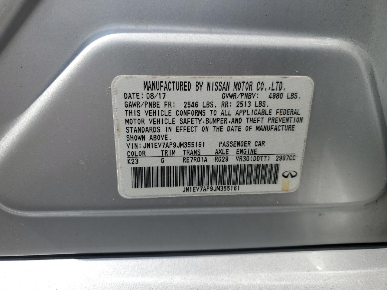 JN1EV7AP9JM355161 2018 Infiniti Q50 Luxe