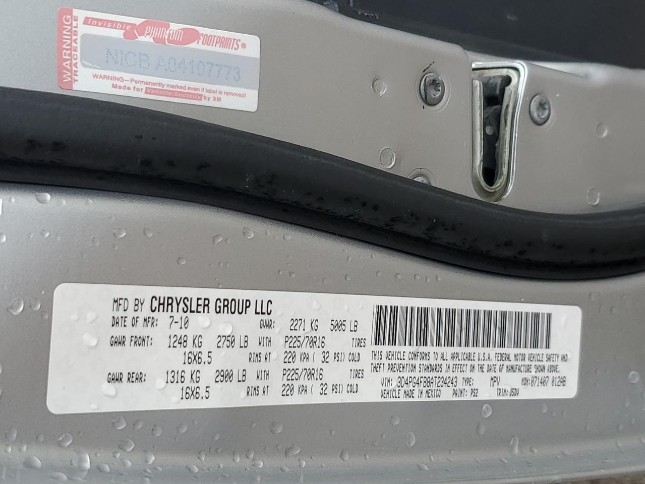 2010 Dodge Journey Se VIN: 3D4PG4FB8AT234243 Lot: 56858085