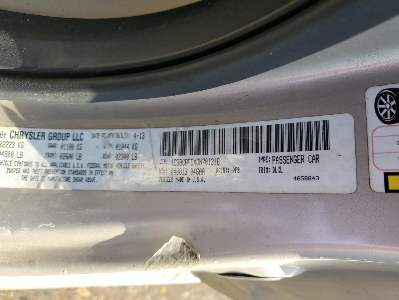 2013 Chrysler 200 Limited VIN: 1C3BCBFGXDN701318 Lot: 57098085