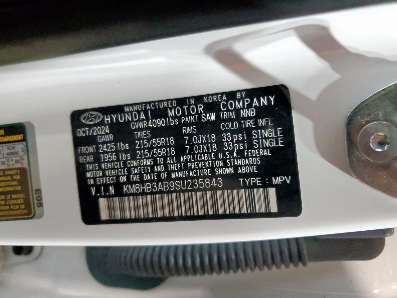 2025 Hyundai Kona Sel VIN: KM8HB3AB9SU235843 Lot: 56888175