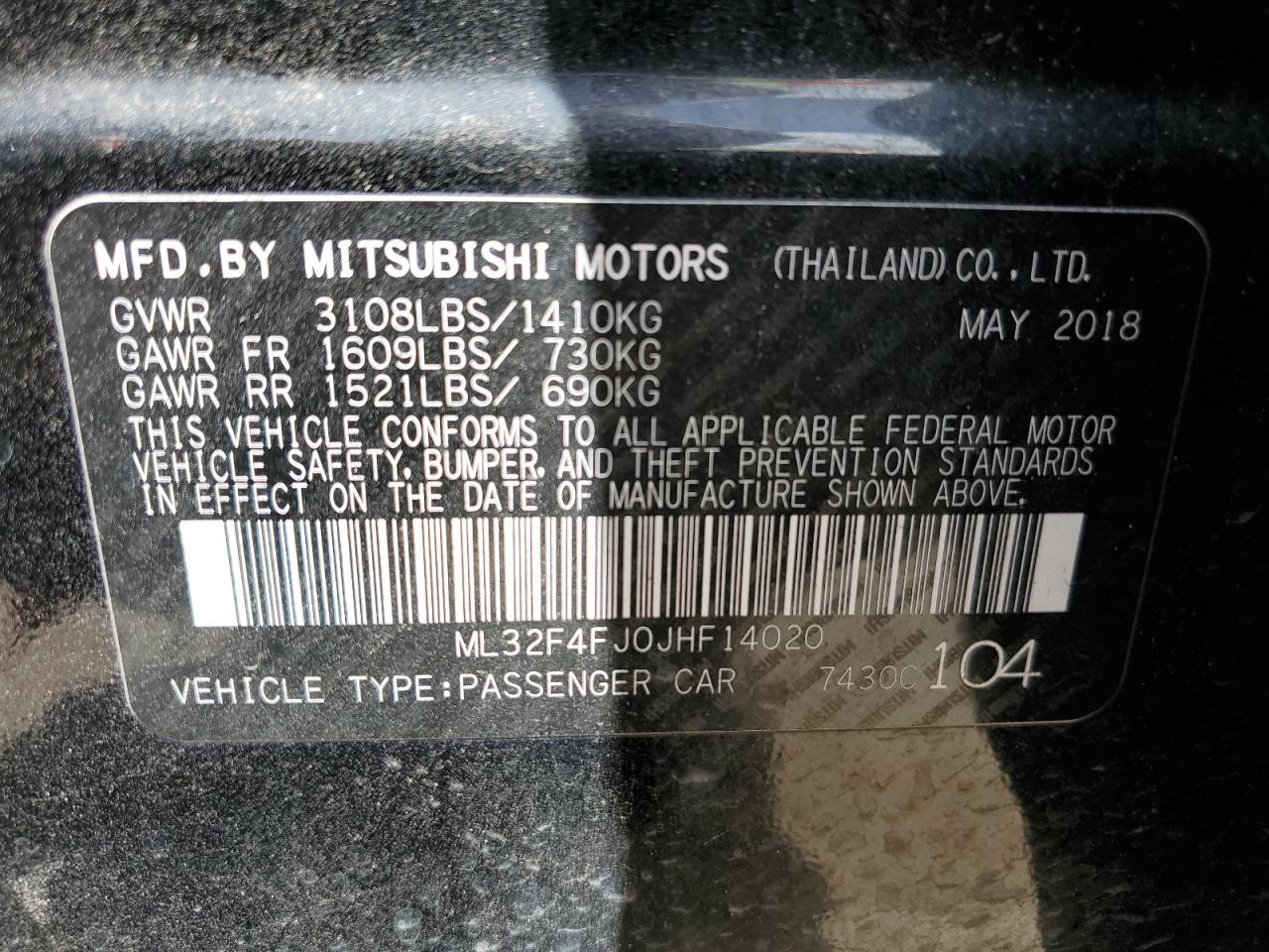 2018 Mitsubishi Mirage G4 Se VIN: ML32F4FJ0JHF14020 Lot: 57236685