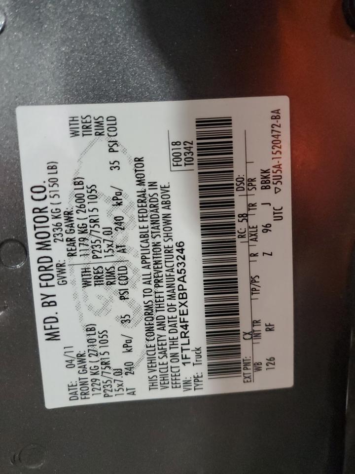 2011 Ford Ranger Super Cab VIN: 1FTLR4FEXBPA53246 Lot: 57314005