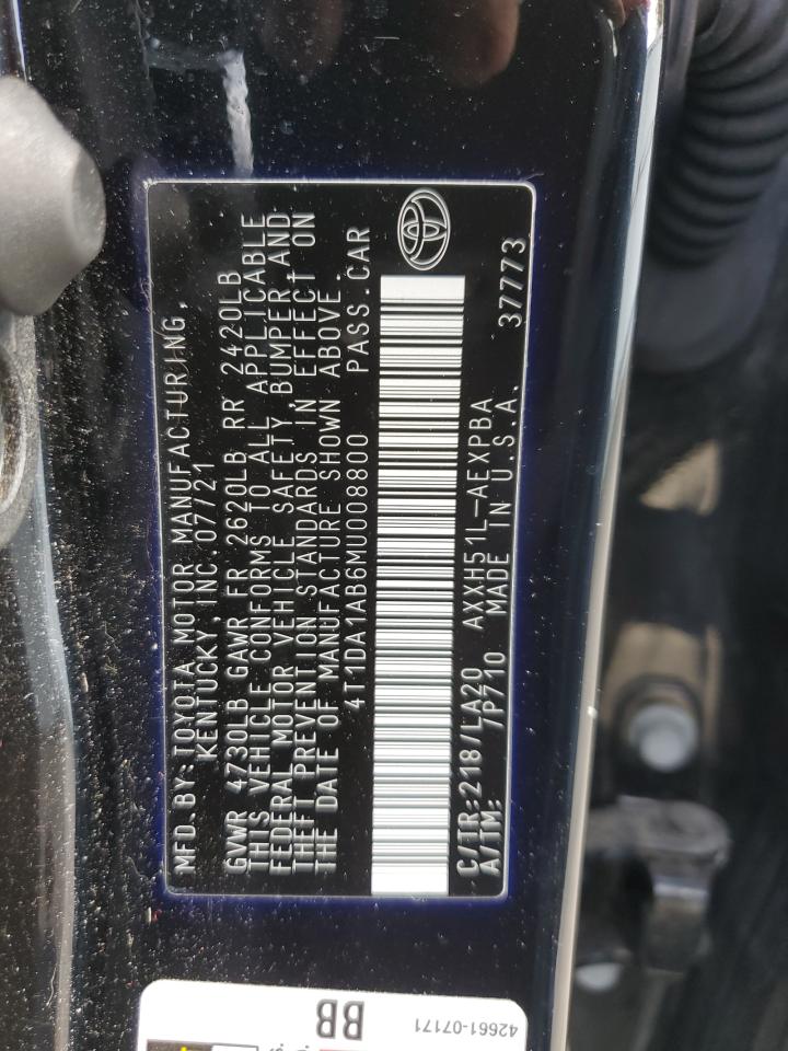 2021 Toyota Avalon Limited VIN: 4T1DA1AB6MU008800 Lot: 55702085