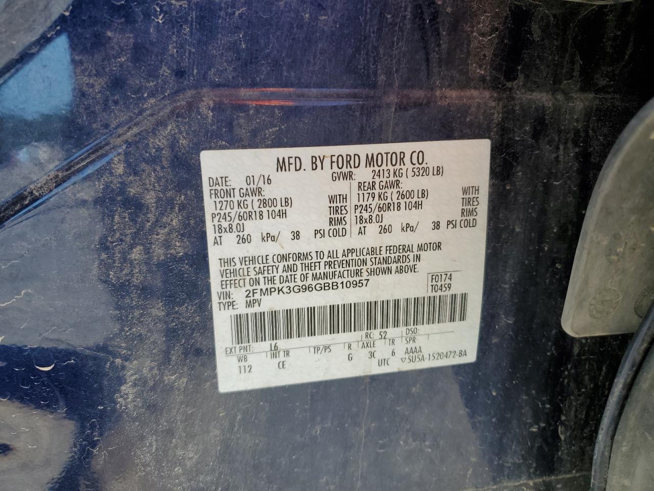 2FMPK3G96GBB10957 FORD EDGE 2016