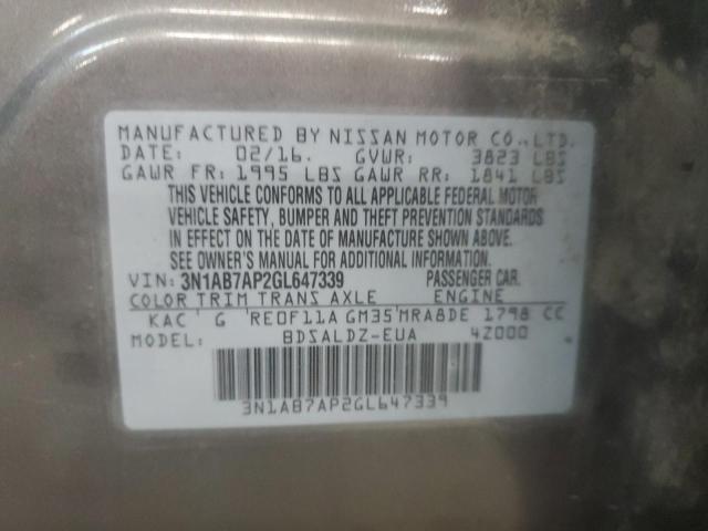 2016 NISSAN SENTRA S