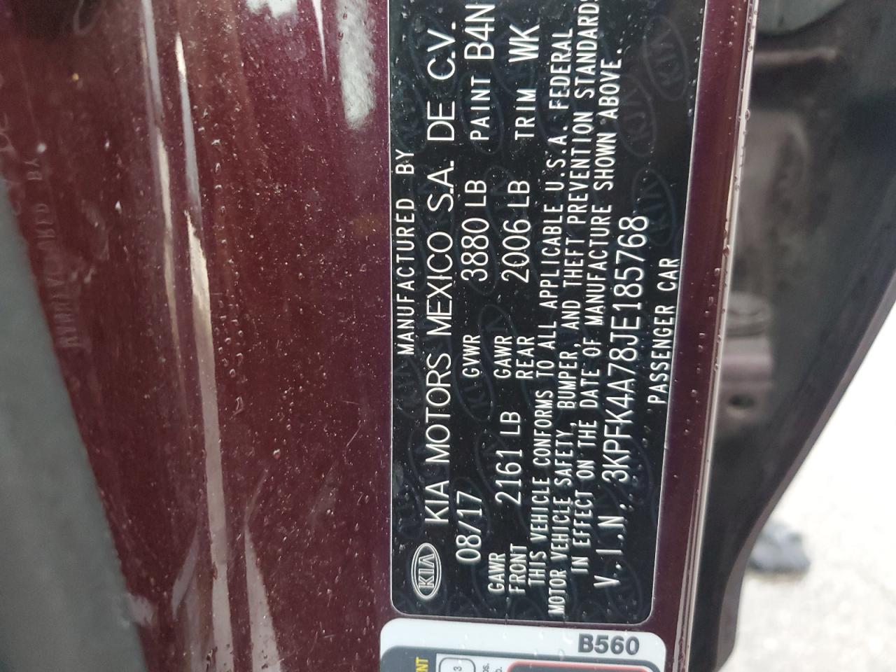 2018 Kia Forte Lx VIN: 3KPFK4A78JE185768 Lot: 55730375
