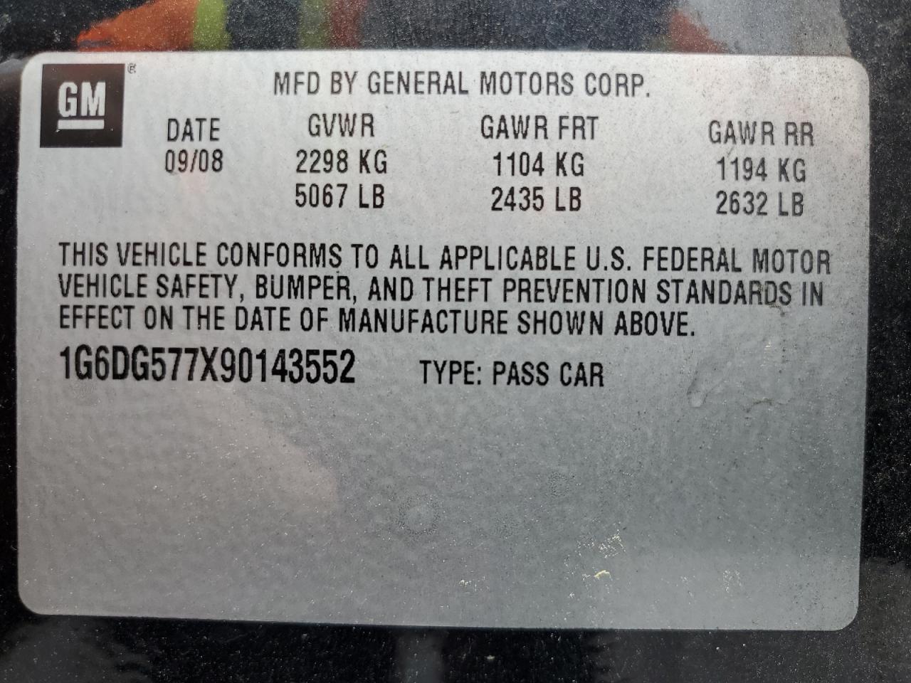 2009 Cadillac Cts VIN: 1G6DG577X90143552 Lot: 56546455