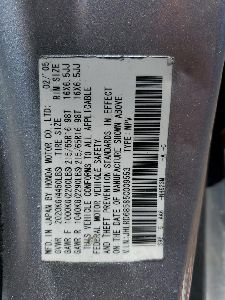 2005 Honda Cr-V Lx VIN: JHLRD68585C009553 Lot: 56701385