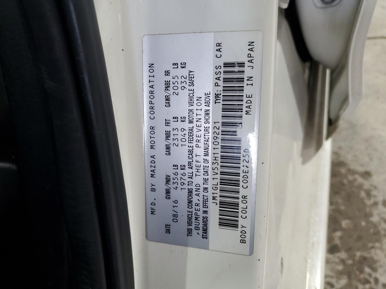 2017 Mazda 6 Touring VIN: JM1GL1V53H1109221 Lot: 56719525