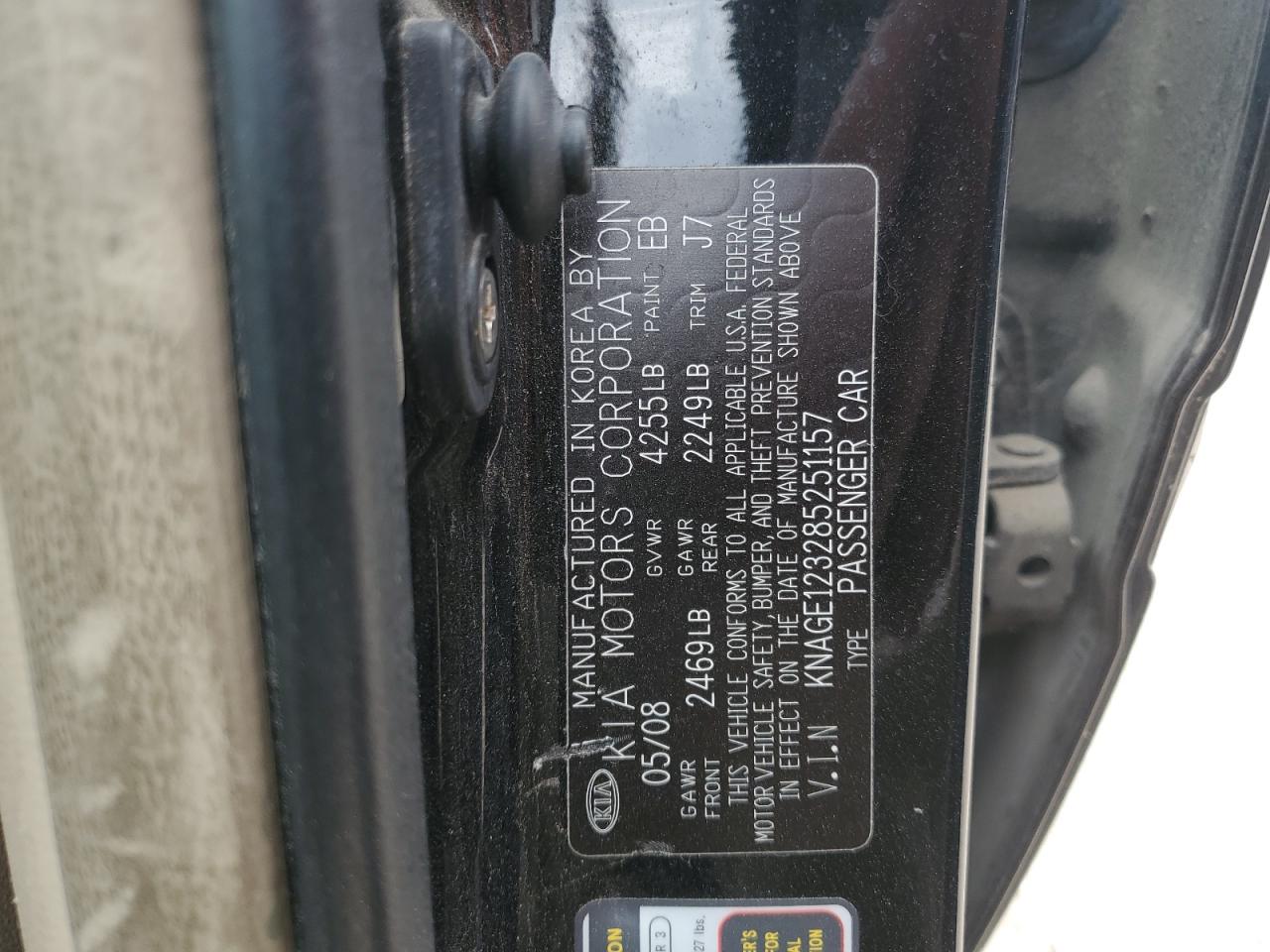 2008 Kia Optima Lx VIN: KNAGE123285251157 Lot: 56208175