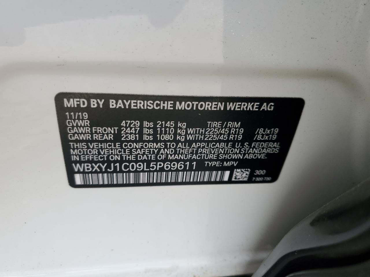 2020 BMW X2 xDrive28I VIN: WBXYJ1C09L5P69611 Lot: 56766815