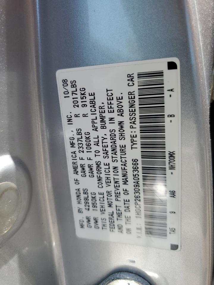 2009 Honda Accord Lx VIN: 1HGCP26309A053666 Lot: 57133565