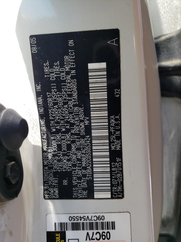 2005 Toyota Sienna Xle VIN: 5TDBA22C05S053424 Lot: 58081745