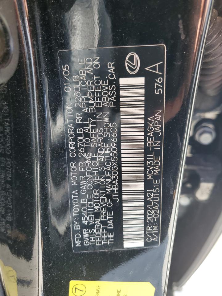 2005 Lexus Es 330 VIN: JTHBA30GX55096605 Lot: 55652285