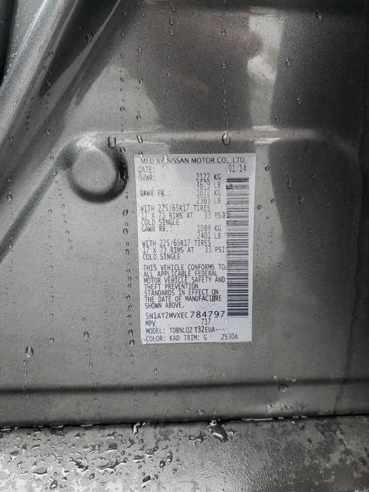 2014 Nissan Rogue S VIN: 5N1AT2MVXEC784797 Lot: 56858385