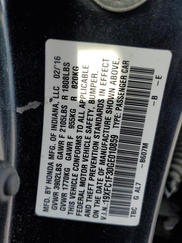 2016 Honda Civic Ex VIN: 19XFC1F30GE010859 Lot: 55862265