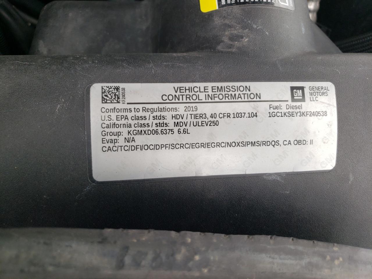 1GC1KSEY3KF240538 CHEVROLET ALL Models 2019
