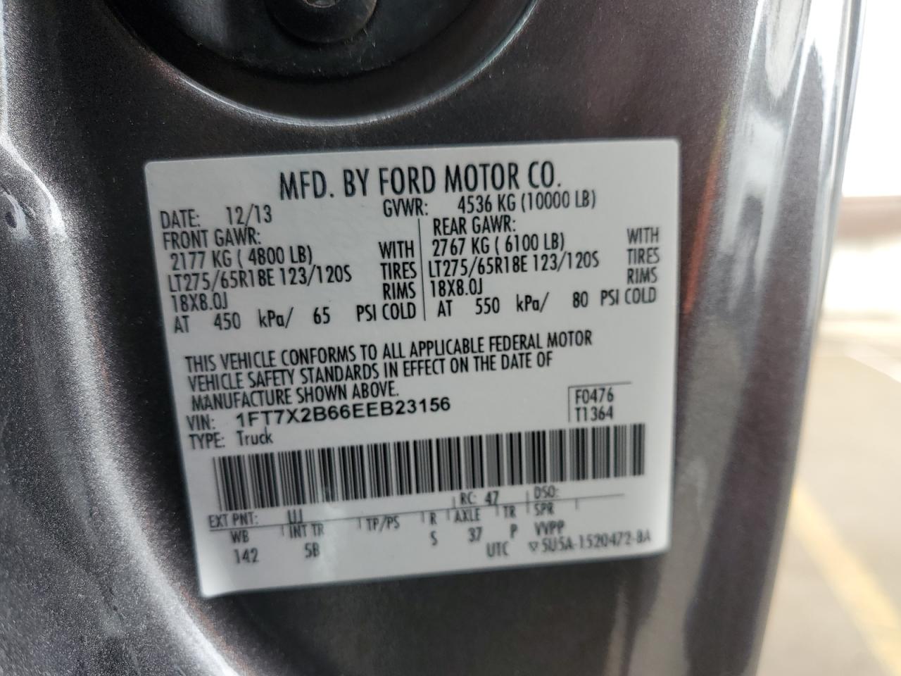 2014 Ford F250 Super Duty VIN: 1FT7X2B66EEB23156 Lot: 56326465