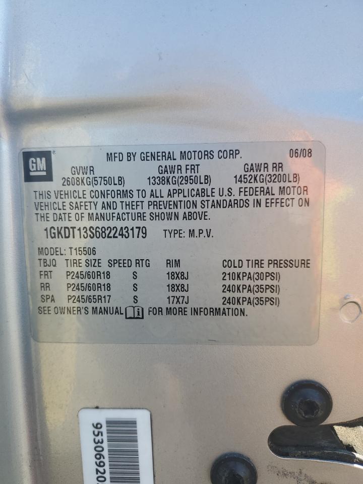 2008 GMC Envoy VIN: 1GKDT13S682243179 Lot: 56071105