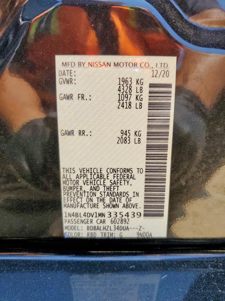 2021 Nissan Altima Sv VIN: 1N4BL4DV1MN335439 Lot: 56918195