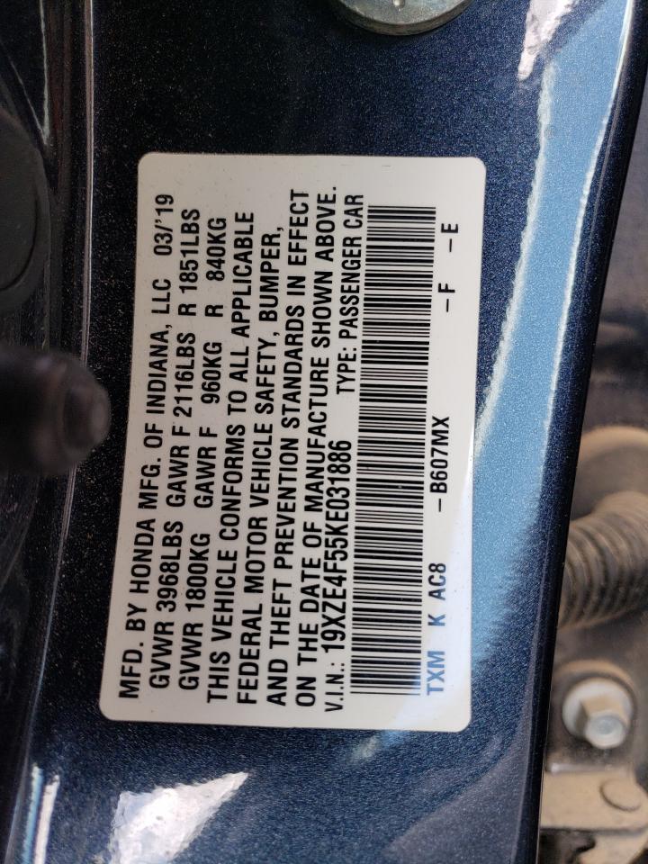 2019 Honda Insight Ex VIN: 19XZE4F55KE031886 Lot: 55825585