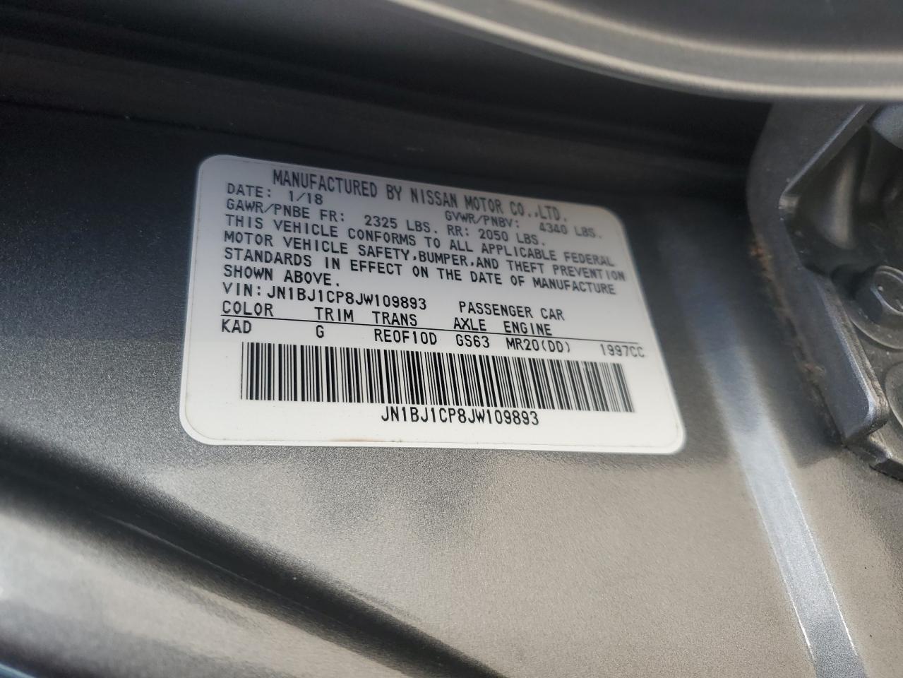 2018 Nissan Rogue Sport S VIN: JN1BJ1CP8JW109893 Lot: 58251625