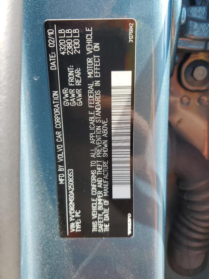 2010 Volvo S40 2.4I VIN: YV1382MS0A2508353 Lot: 56834415