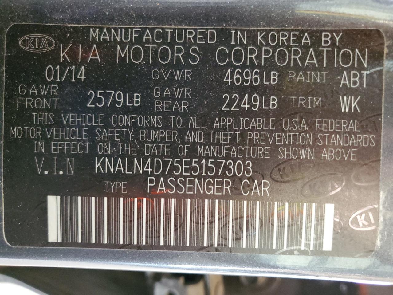 2014 Kia Cadenza Premium VIN: KNALN4D75E5157303 Lot: 56990495