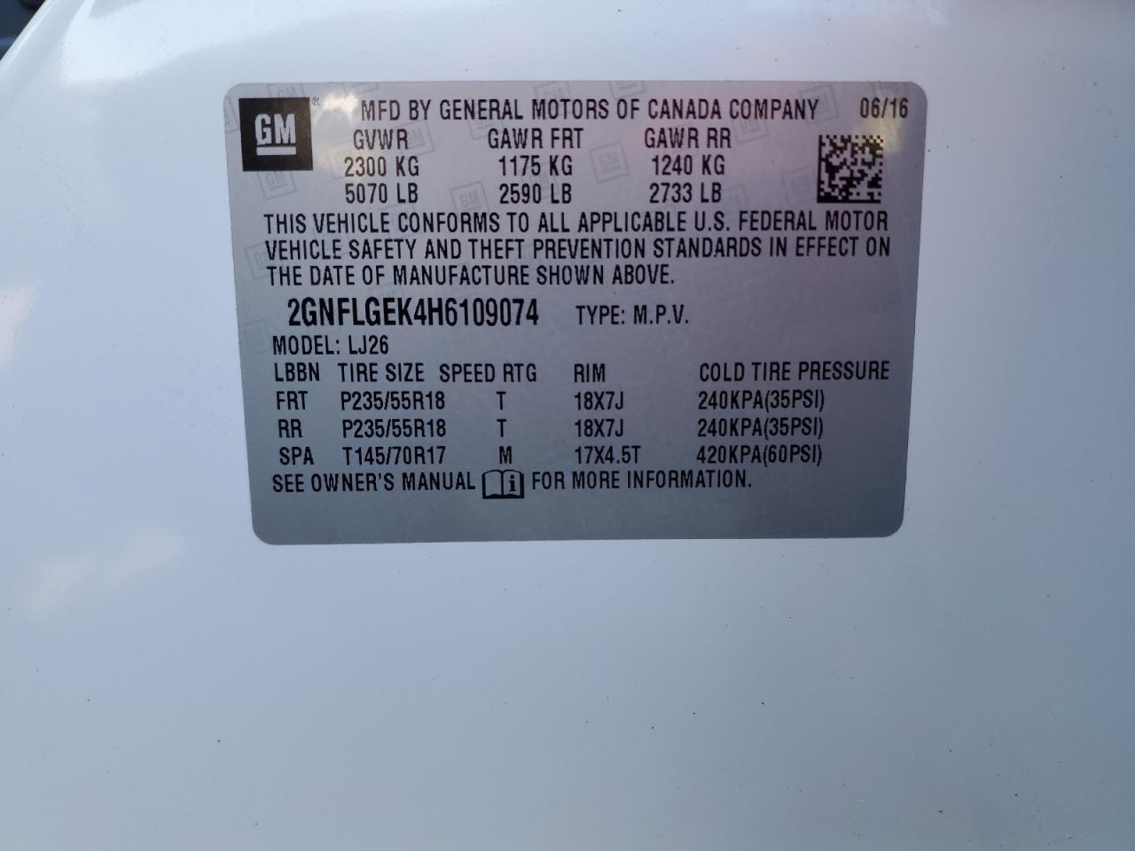 2GNFLGEK4H6109074 CHEVROLET EQUINOX 2017