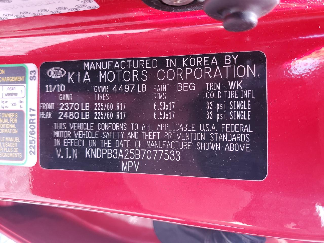 2011 Kia Sportage Lx VIN: KNDPB3A25B7077533 Lot: 56841765