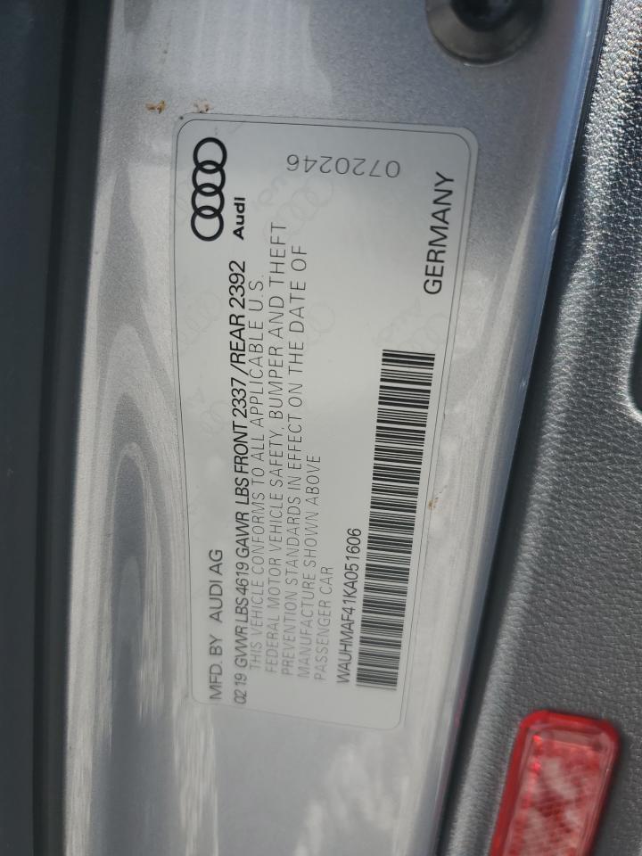 2019 Audi A4 Premium Plus VIN: WAUHMAF41KA051606 Lot: 56736165