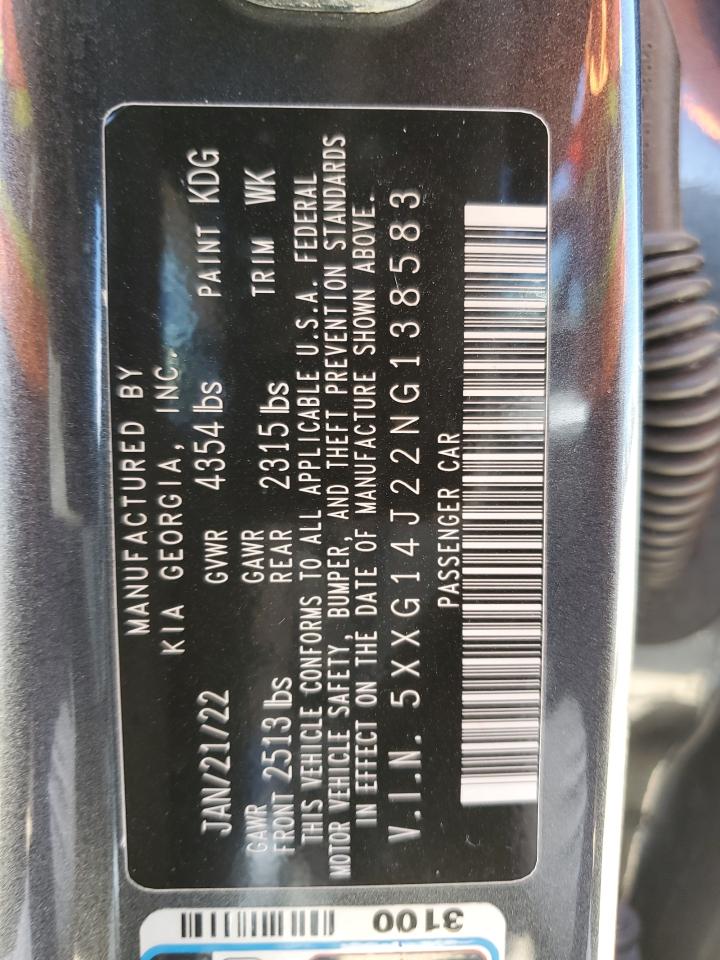2022 Kia K5 Lxs VIN: 5XXG14J22NG138583 Lot: 56598725