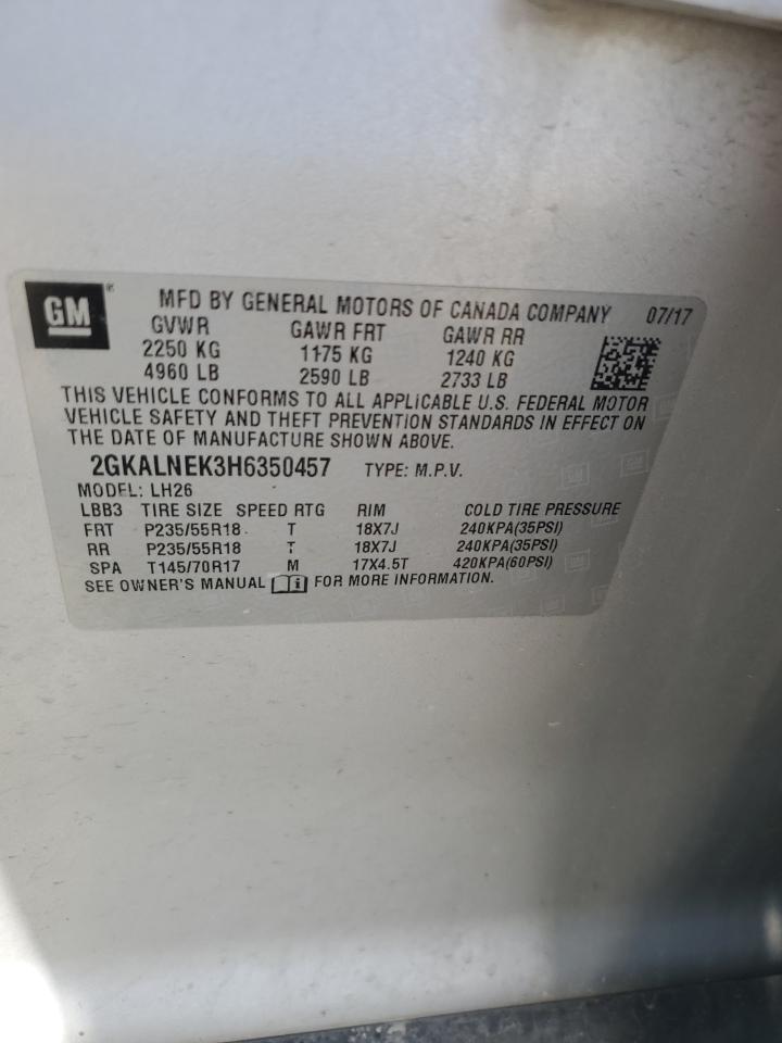 2017 GMC Terrain Sle VIN: 2GKALNEK3H6350457 Lot: 57488425