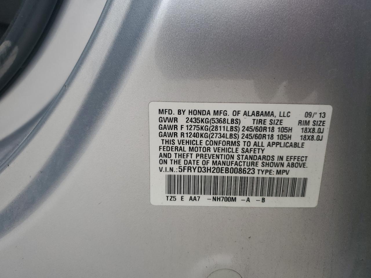 2014 Acura Mdx VIN: 5FRYD3H20EB008623 Lot: 55636745