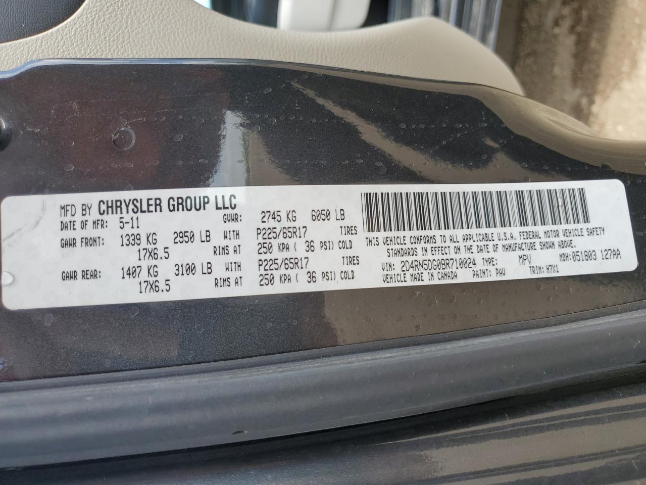 2011 Dodge Grand Caravan Crew VIN: 2D4RN5DG0BR710024 Lot: 56481175