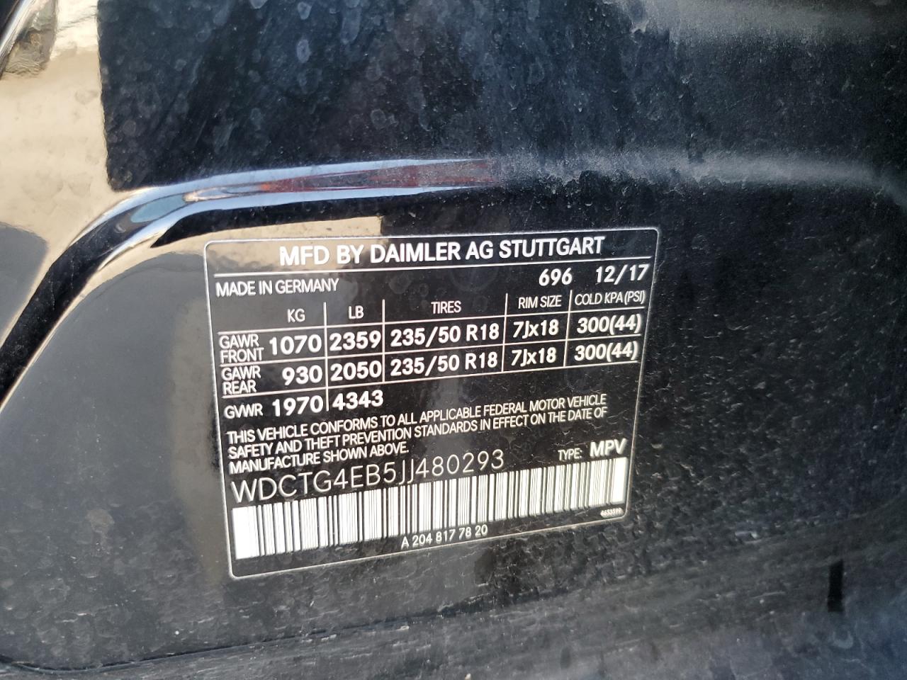 2018 Mercedes-Benz Gla 250 VIN: WDCTG4EB5JJ480293 Lot: 55606885