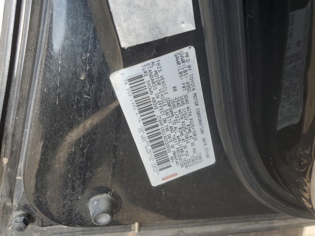 1999 Lexus Rx 300 VIN: JT6HF10U1X0032693 Lot: 55799585