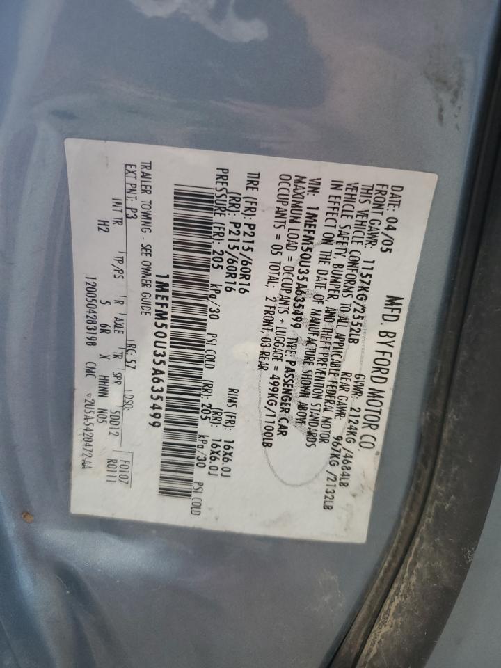 2005 Mercury Sable Gs VIN: 1MEFM50U35A635499 Lot: 56589725