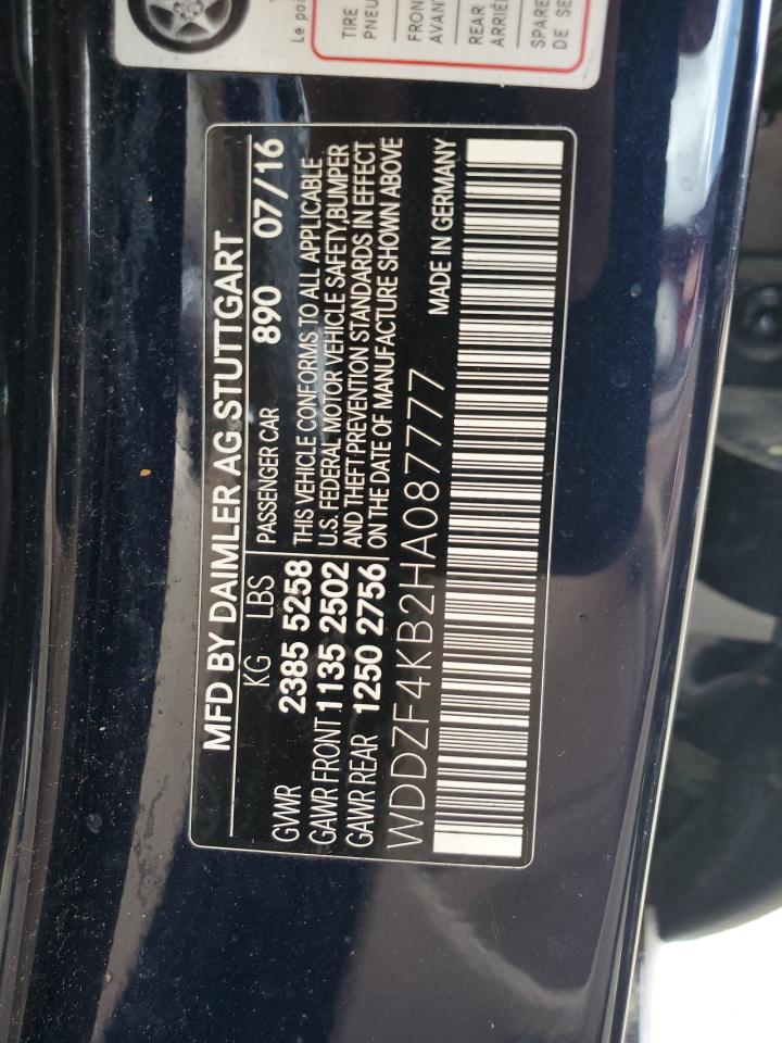 2017 Mercedes-Benz E 300 4Matic VIN: WDDZF4KB2HA087777 Lot: 56567485