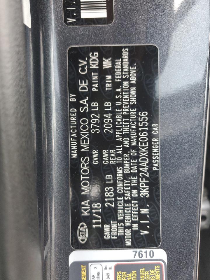 2019 Kia Forte Fe VIN: 3KPF24ADXKE061556 Lot: 56706725