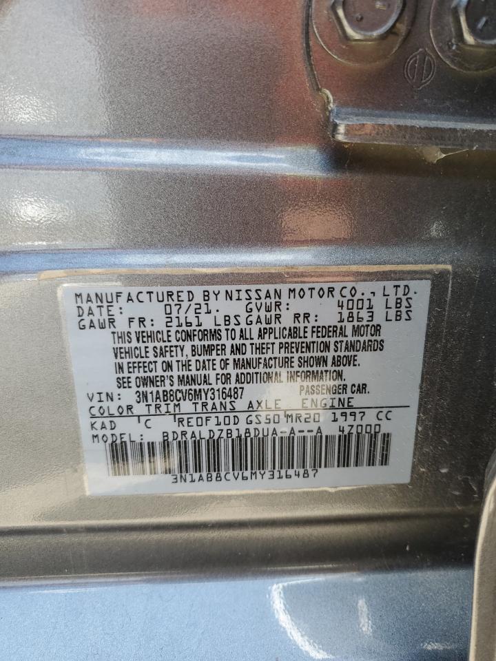 2021 Nissan Sentra Sv VIN: 3N1AB8CV6MY316487 Lot: 52216585