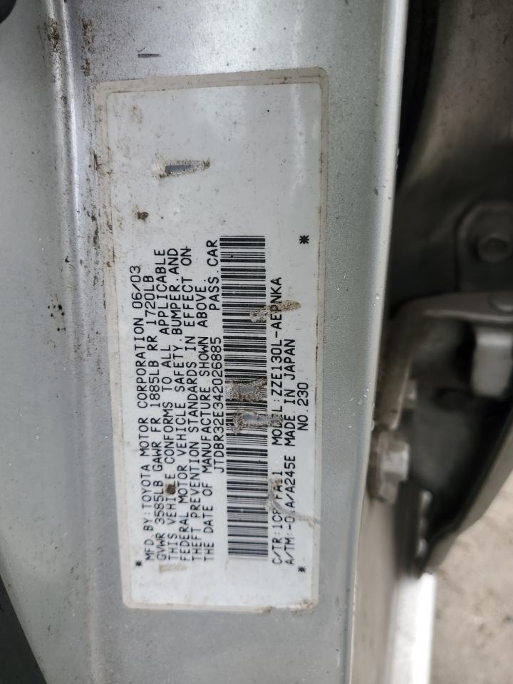 2004 Toyota Corolla Ce VIN: JTDBR32E342026885 Lot: 56334725