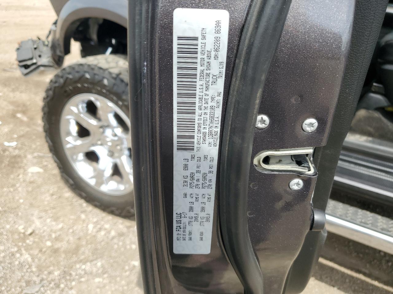 2017 Ram 1500 Laramie VIN: 1C6RR7NTXHS833109 Lot: 56585645