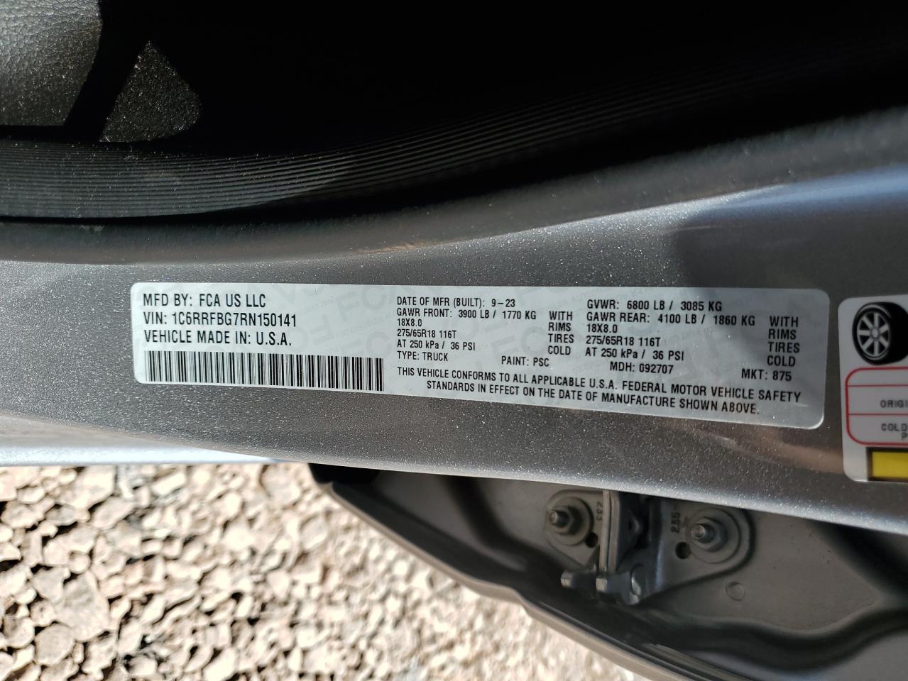 2024 Ram 1500 Big Horn/Lone Star VIN: 1C6RRFBG7RN150141 Lot: 57423665