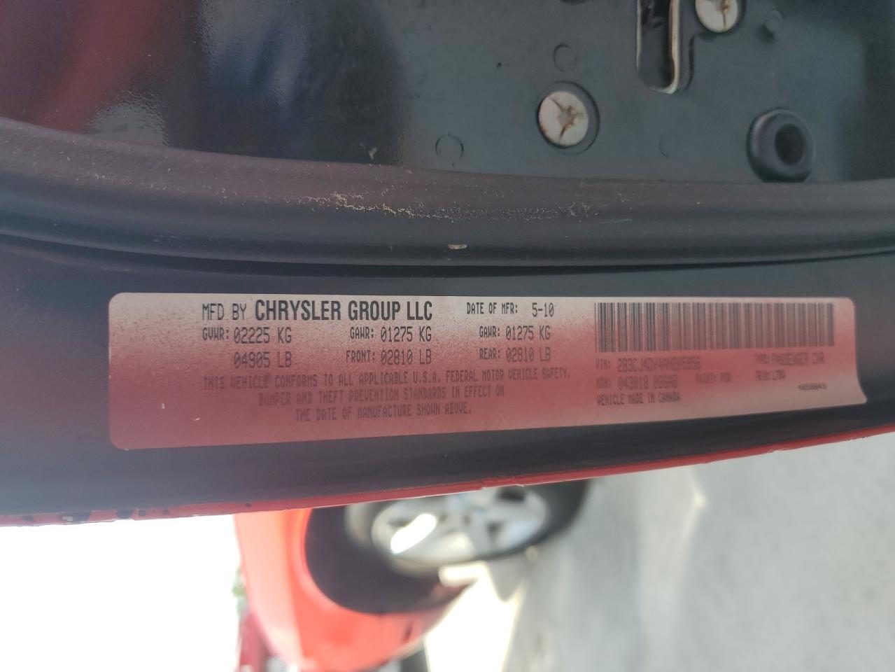 2010 Dodge Challenger Se VIN: 2B3CJ4DV4AH205956 Lot: 80990355