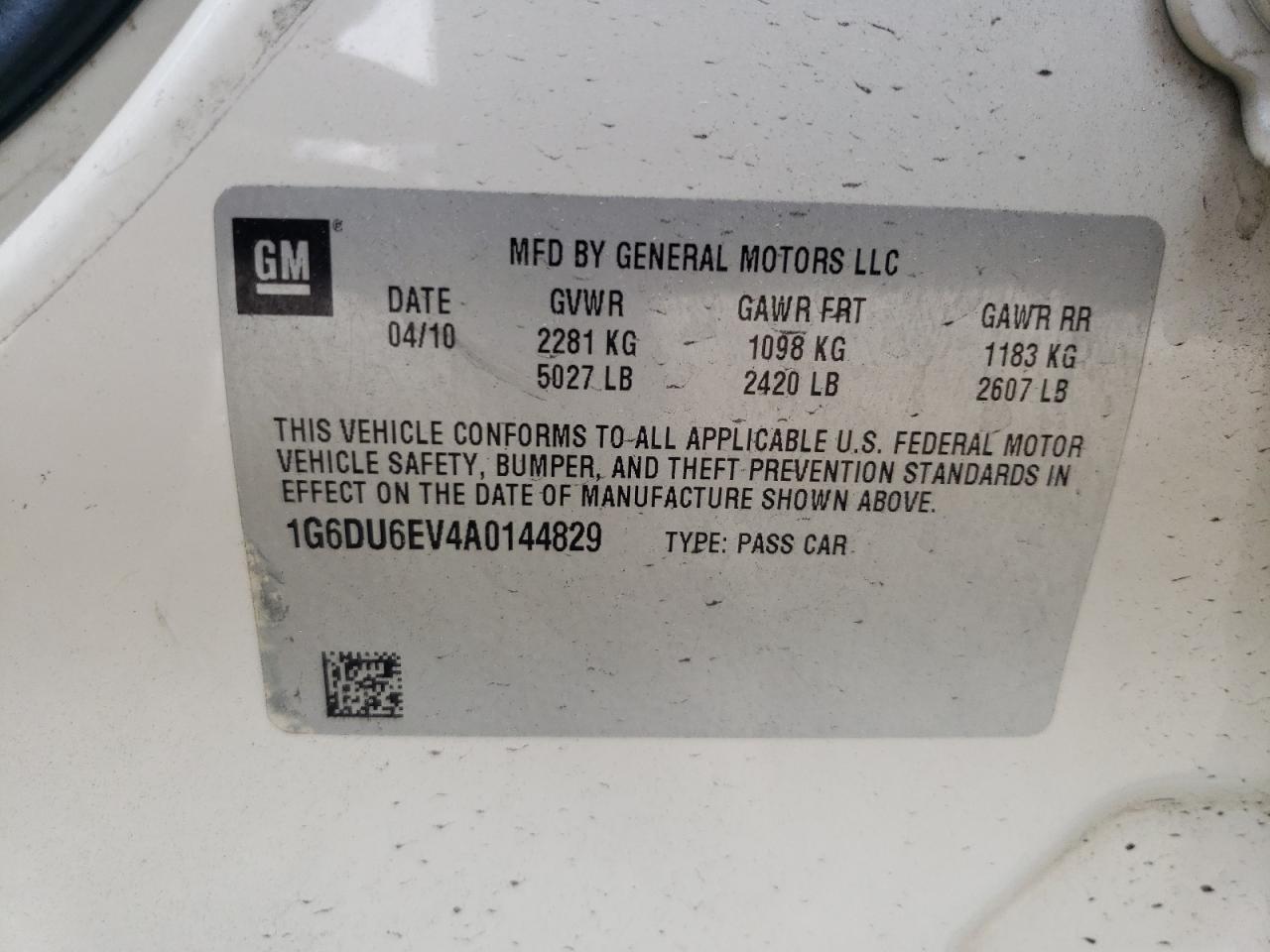 2010 Cadillac Sts VIN: 1G6DU6EV4A0144829 Lot: 55882805