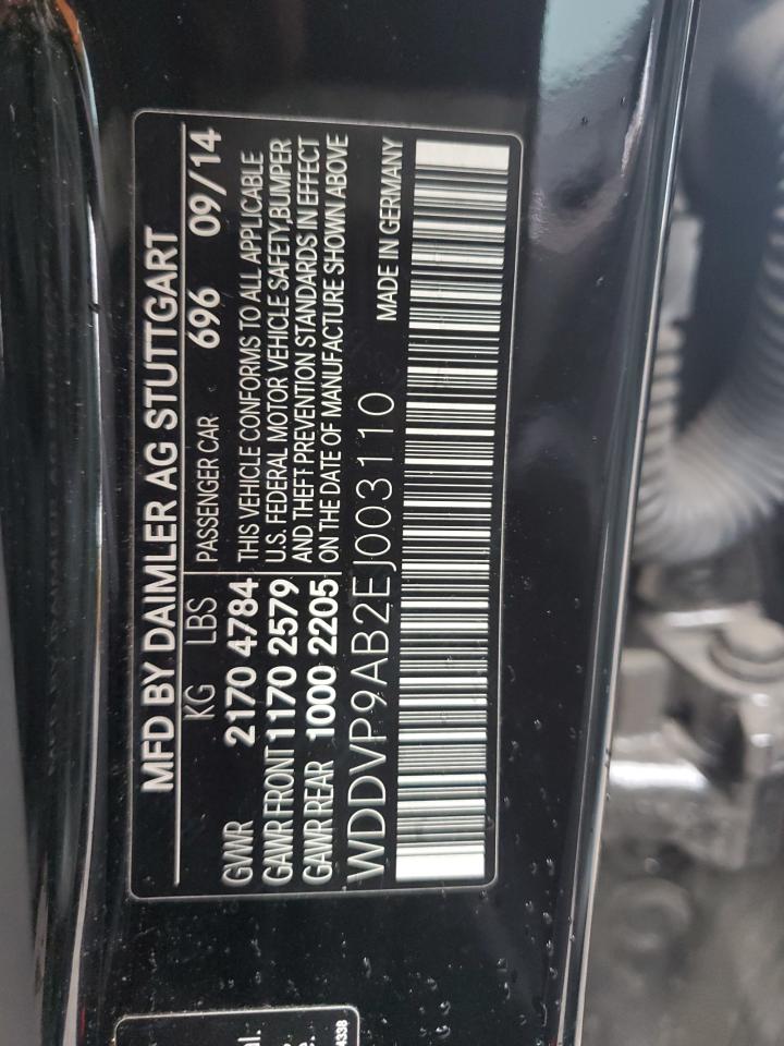 2014 Mercedes-Benz B Electric VIN: WDDVP9AB2EJ003110 Lot: 56249545