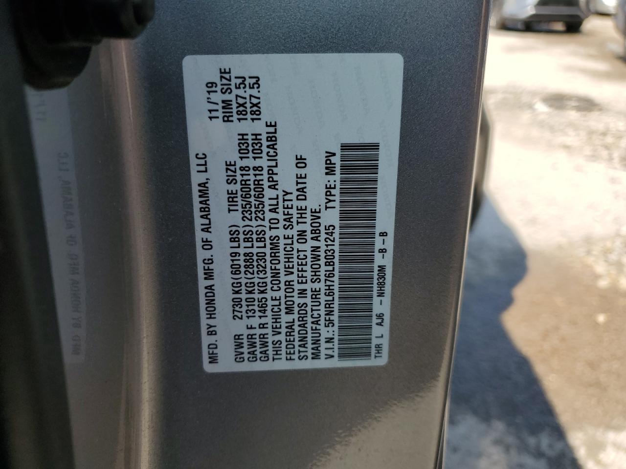 2020 Honda Odyssey Exl VIN: 5FNRL6H76LB031245 Lot: 55946805