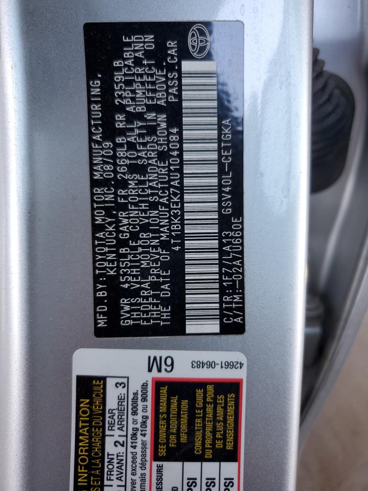 2010 Toyota Camry Se VIN: 4T1BK3EK7AU104084 Lot: 57165595